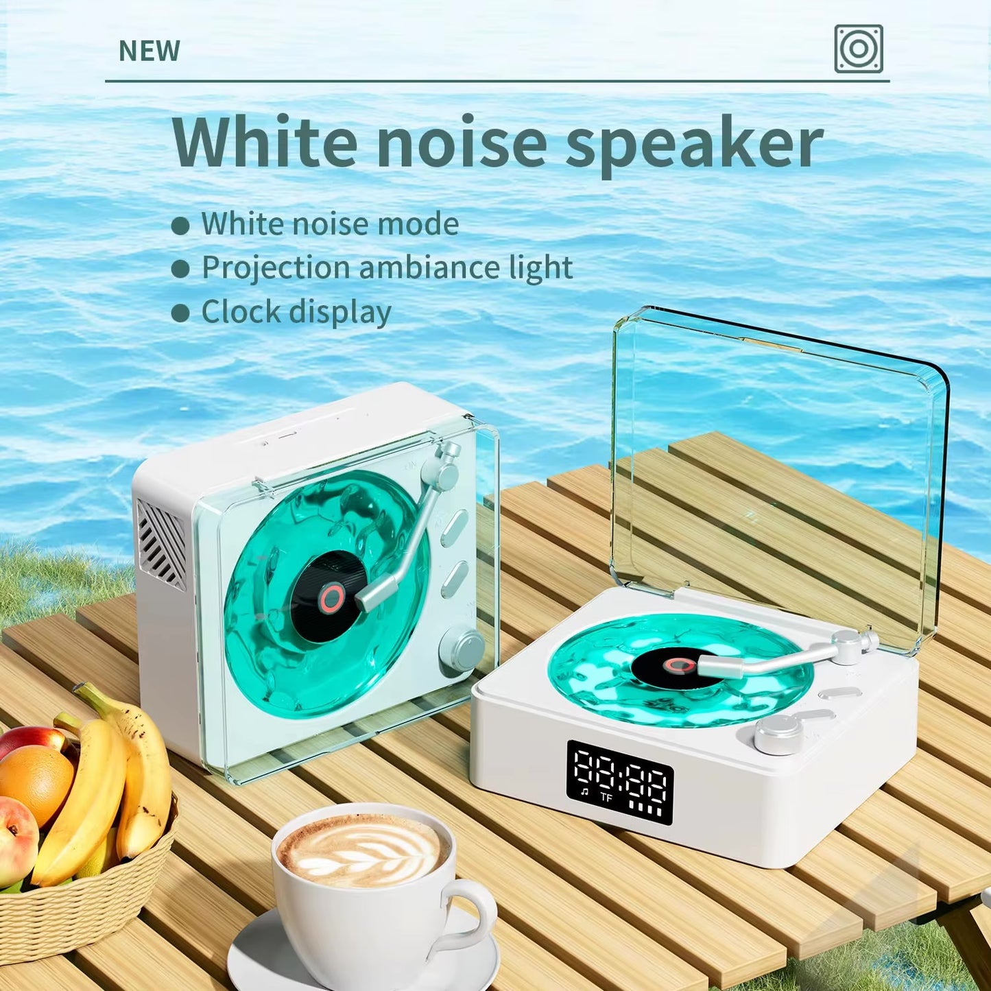 Retro Vinyl Bluetooth Speaker | RGB Light & White Noise Sleep Aid