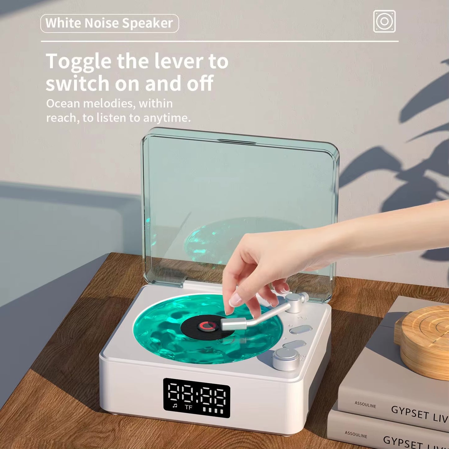 Retro Vinyl Bluetooth Speaker | RGB Light & White Noise Sleep Aid